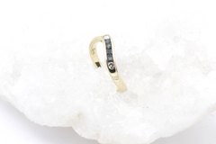 585 / 14 Karat Gelbgold Damen Ring Saphir & Brillanten moderner Design | Gr. 50