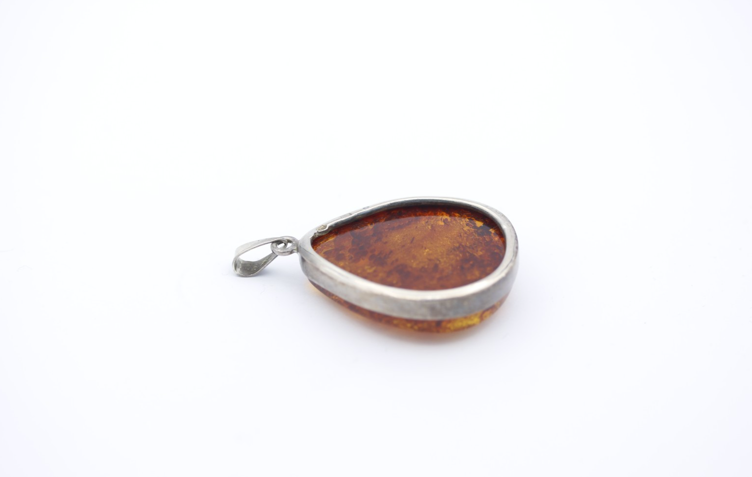 Großer Bernstein Anhänger 925 Sterling Silber  Vintage Tropfen