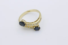Wunderschöner Damen Ring aus 750er Gelbgold mit Saphir&Diamanten