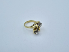 Wunderschöner Damen Diamant Altschliff + Brillant Ring aus 585er Gelbgold Gr. 53
