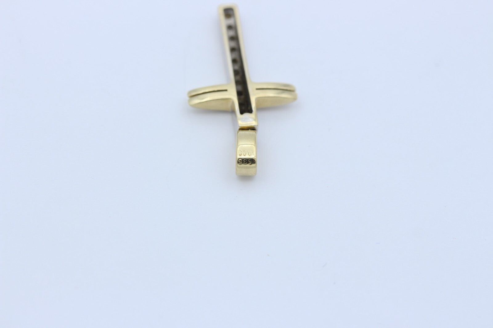 Schöner Kreuz Anhänger aus 585 / 14k Gelbgold mit Diamanten