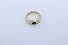 Schöner Gold Ring aus 585 / 14K Gelbgold mit ein Saphir & Diamanten | Gr. 53