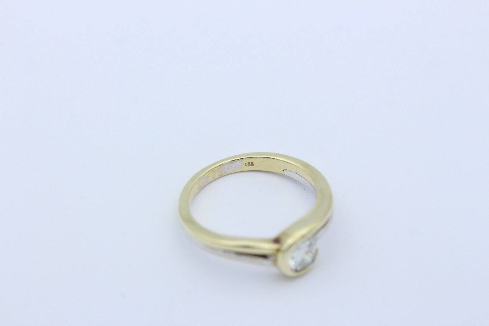 Solitär Diamant Brillant Bicolor Damen Goldring Gelbgold & Weißgold ca. 0,50 ct