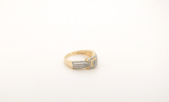 Diamantring 14 Karat Gelbgold | Geometrisches Design | Pavé-Besatz | 0,41 ct.