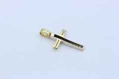 Schöner Kreuz Anhänger aus 585 / 14k Gelbgold mit Diamanten
