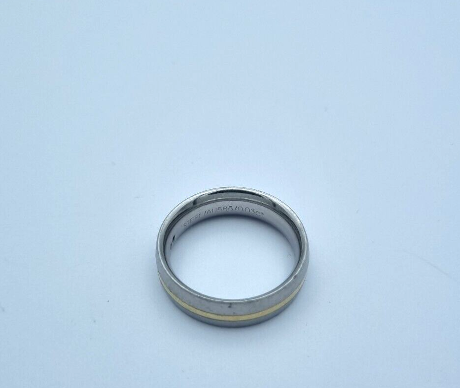 Trauring Ring Stahl Gold 585 mit Diamanten 0,03ct. | Gr. 58