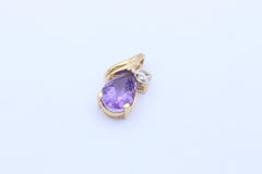 Traumahfter Damen Anhänger mit Amethyst & Diamanten aus 585 / 14k Gelbgold