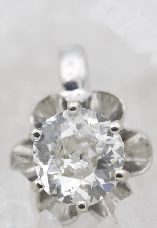 Eleganter Weißgold 585 / 14k Anhänger mit ein Altschliff-Diamant ca. 1,20 ct.