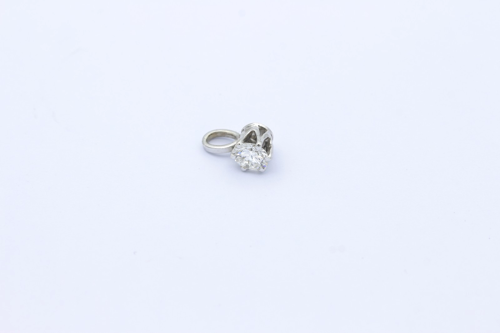 Zarter 585 Weißgold Anhänger Diamant 14K Solitär Brillantanhänger ca. 0,30 ct.