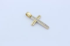 Schöner Kreuz Anhänger aus 585 / 14k Gelbgold mit Diamanten