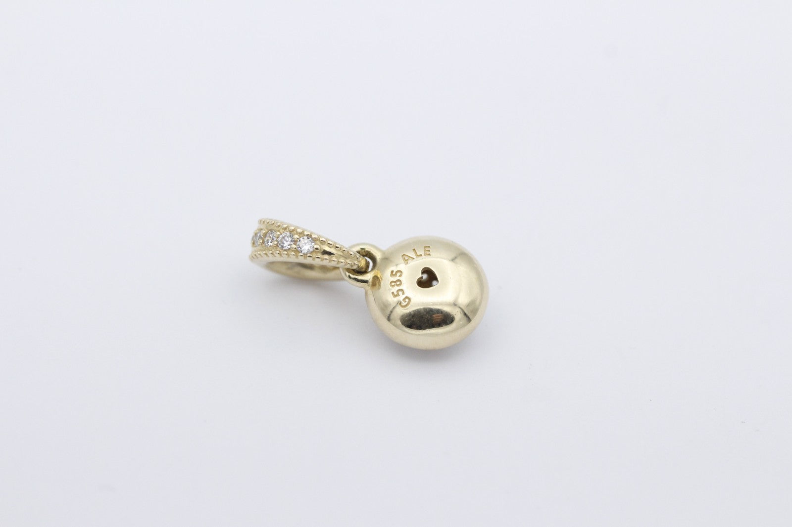 Wunderschöner Pandora Charm Anhänger aus 585 / 14k Gelbgold mit Zirkonia