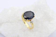 750 Damen Gold Ring mit Saphir & Diamanten – 18K Gelbgold, edel & klassisch