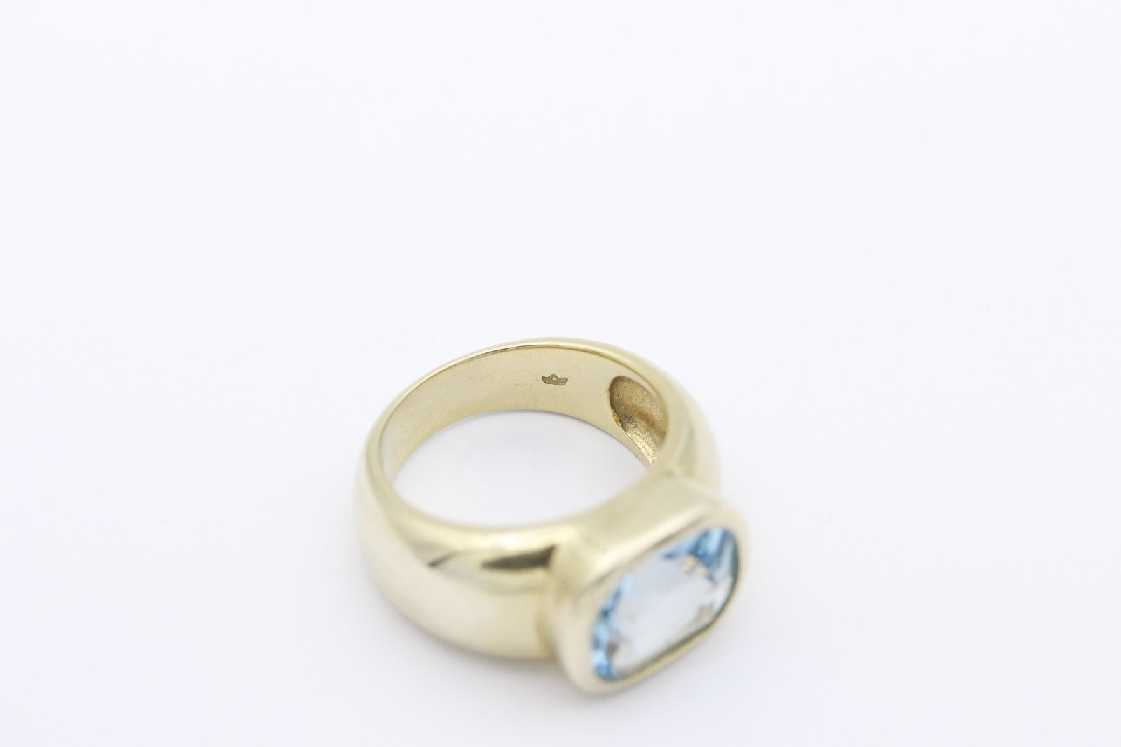 Massiver Gelbgold Unisex Ring aus 333 / 8k mit ein Blautopas | Gr. 57