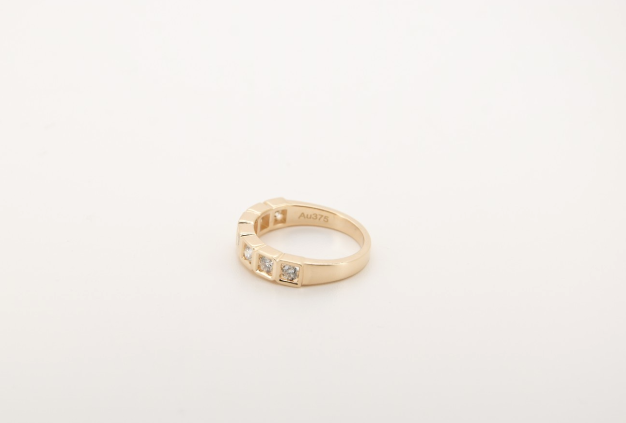 Schöner 375er (9K) Damen Goldring Roségold mit 7 Brillanten 0,40 ct. | Gr. 51
