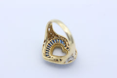 Schöner Damen Herz Ring aus 585 / 14K Gelbgold mit Saphir & Diamanten
