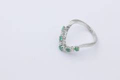 Traumhafter Damen Ring aus 750er Weißgold mit Smaragden & Diamanten | Gr. 50