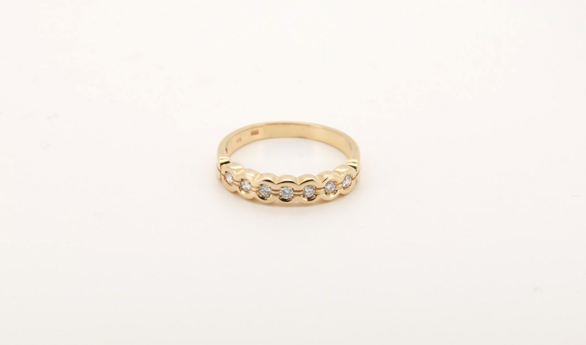 Goldring 14 Karat 585 mit 7 echten Diamanten Halb Memory Damen Gr. 60