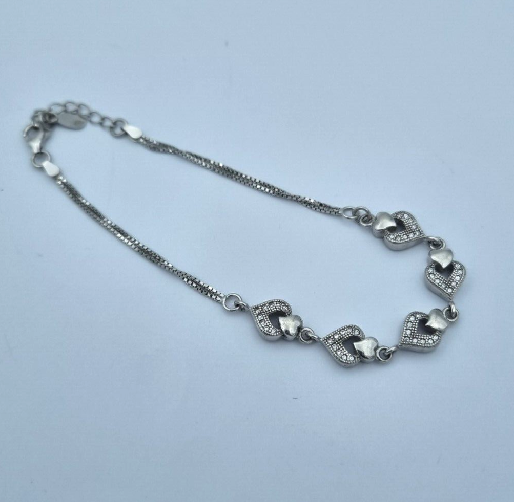 Wunderschöner Damen Herz Armband aus 925 Sterlingsilber Zirkonia