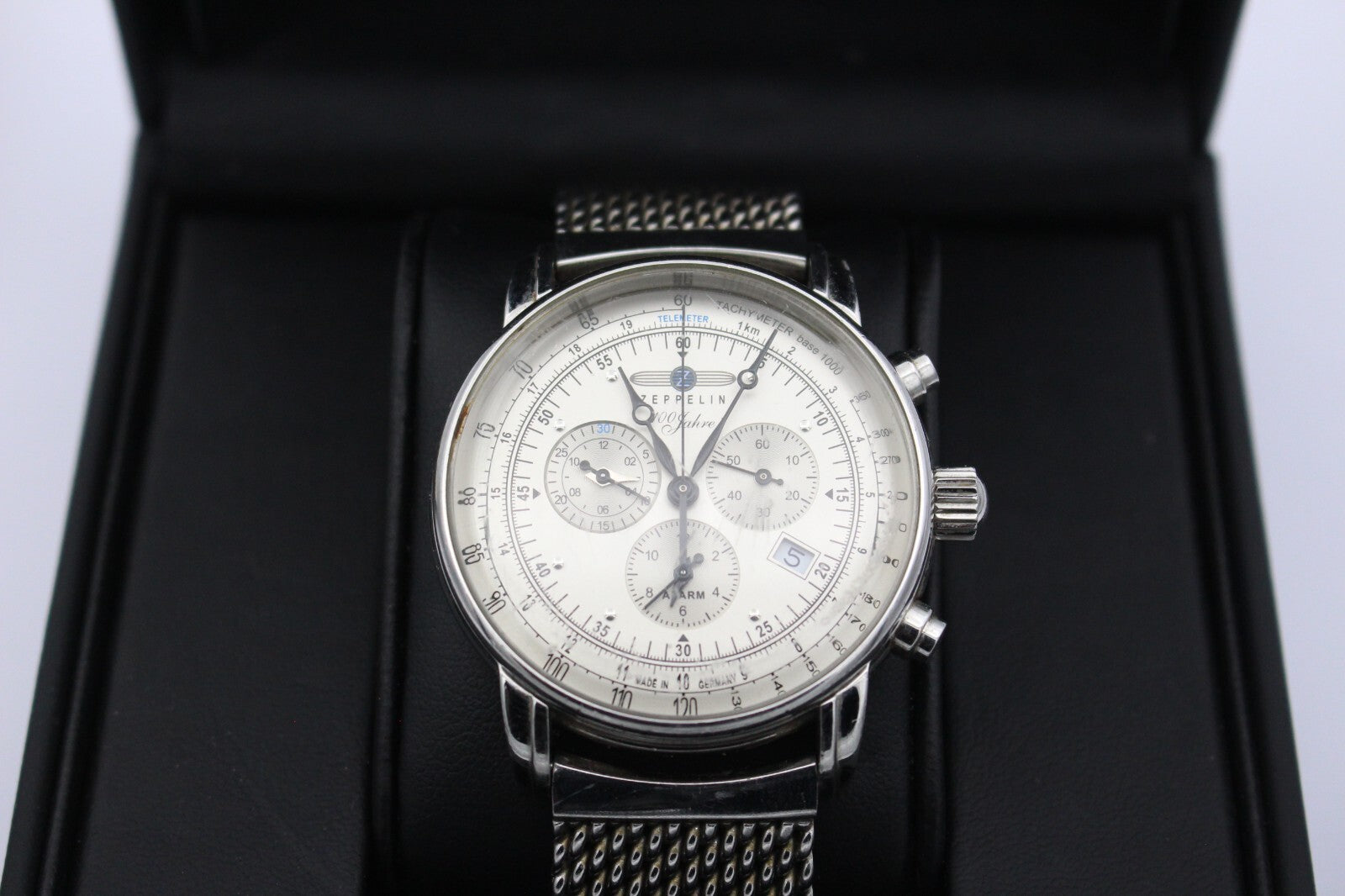 Zeppelin Herrenuhr 7680-1 Chronograph Uhr 100 Jahre Edelstahl + Lederarmband