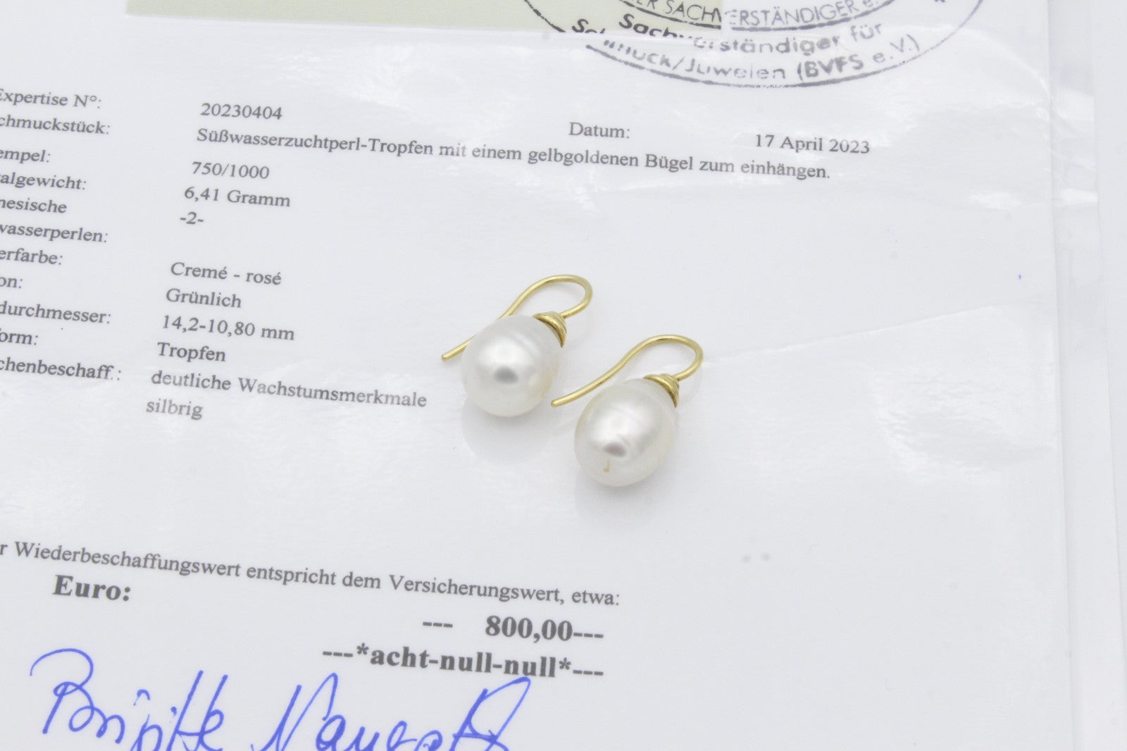 750 Gelbgold Ohrhänger mit Süßwasserzuchtperlen Tropfenform 18K Perlenohrringe