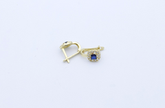 585 Gold Damen Ohrschmuck Ohrringe mit blaue & weiße Steine – 14K Gelbgold