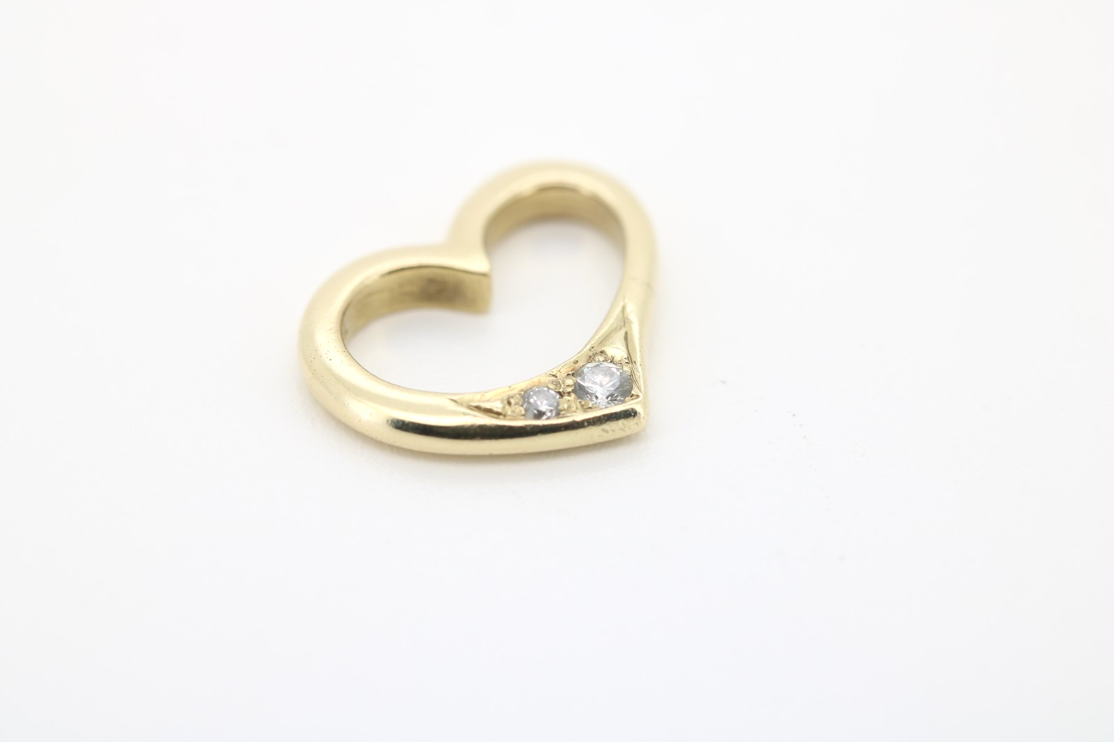 Eleganter 585 14K Gelbgold Herz Anhänger mit kleinen Brillanten