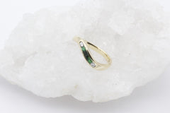 585 / 14 Karat Gelbgold Damen Ring Smaragd & Brillanten moderner Design | Gr. 50