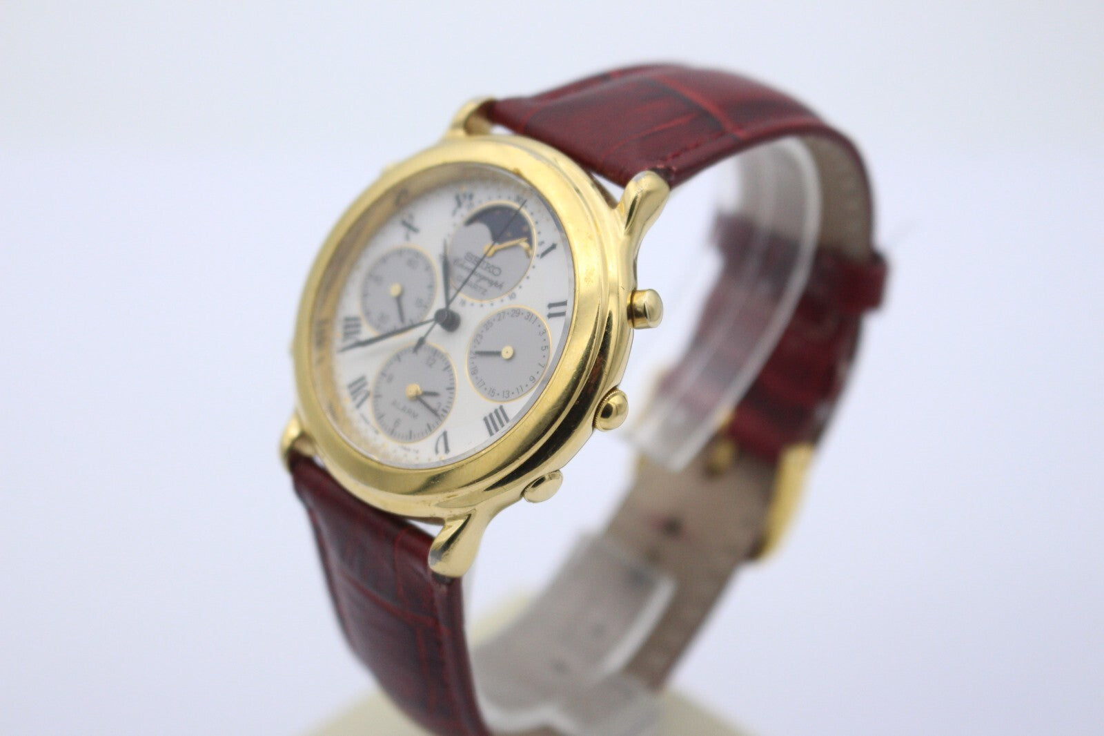 Seiko Cronograph 7T36-7A00 Quartz Mondphase / Moonphase Vintage Uhr 36 mm