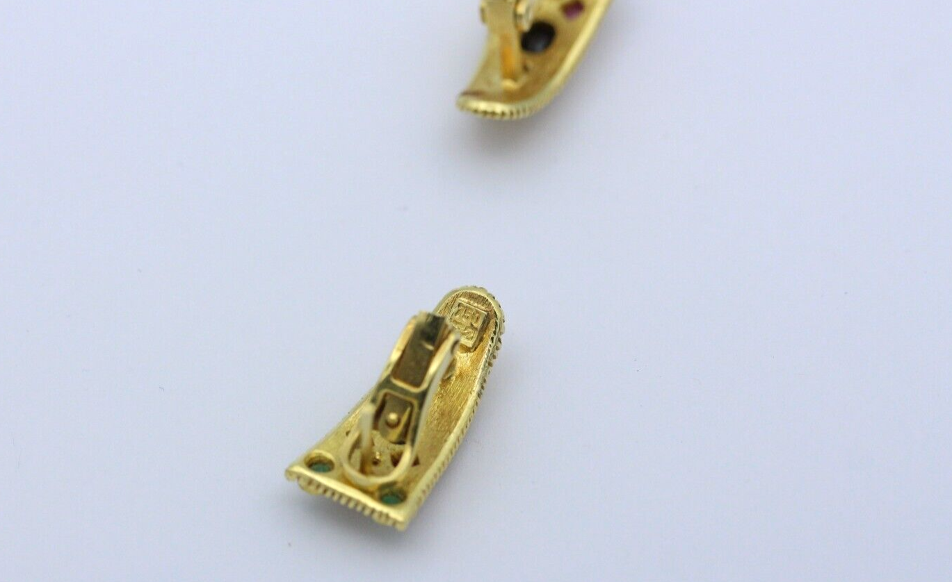 1 paar Antike Gold Designer Ohrschmuck Ohrclip aus 750/ 18K Gelbgold mit Juwelen