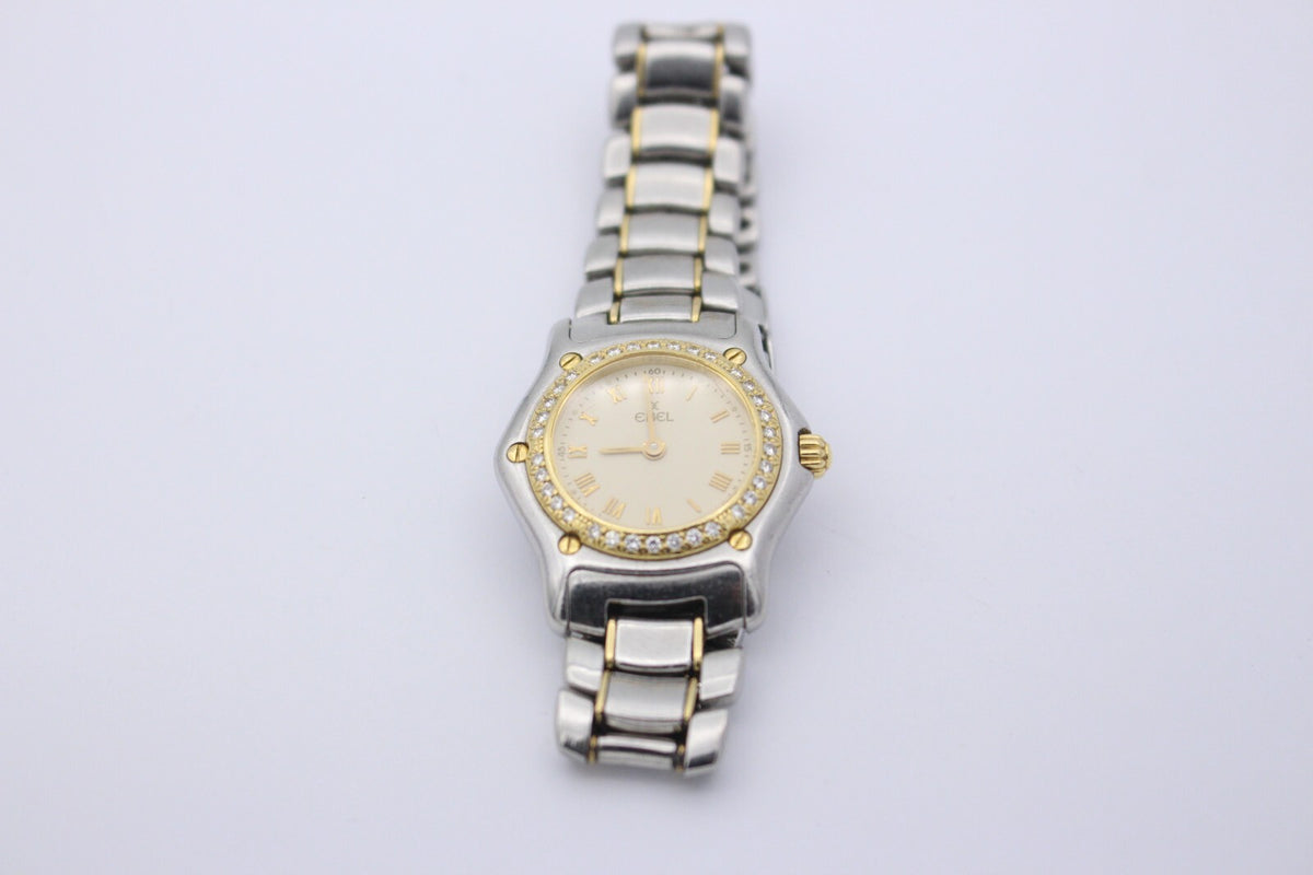 Ebel Uhr 1911 Ref.188901 18k Gelbgold Edelstahl Quarz Saphir Diamanten 27mm