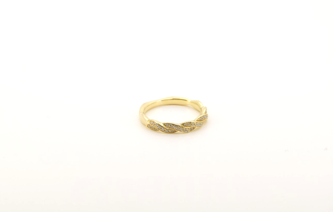 Zarter Diamantring 18 Karat 750 Gold | Kordelring mit kleinen Diamanten Gr. 48