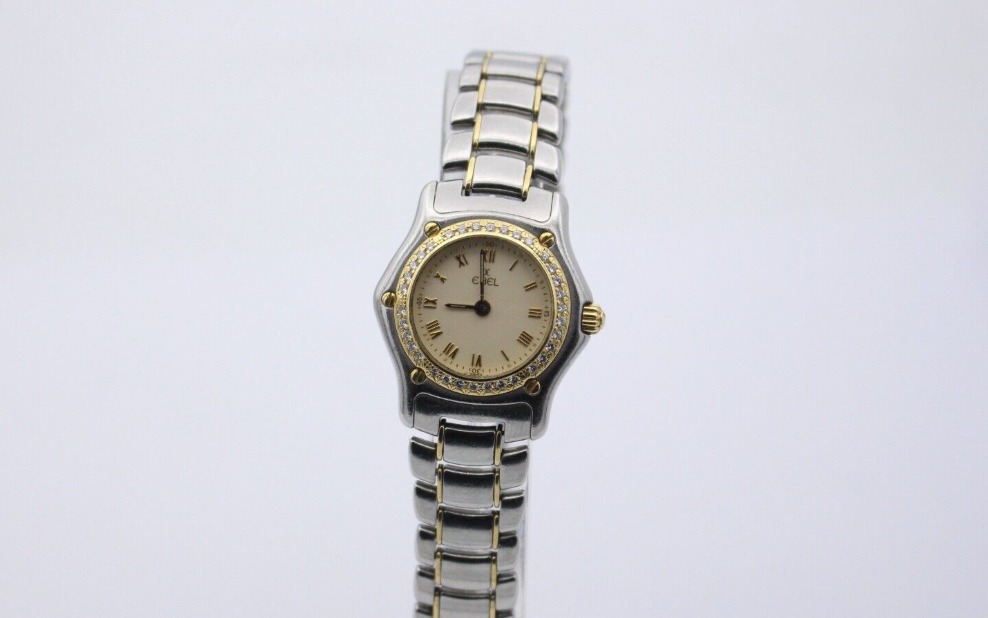 Ebel Uhr 1911 Ref.188901 18k Gelbgold Edelstahl Quarz Saphir Diamanten 27mm