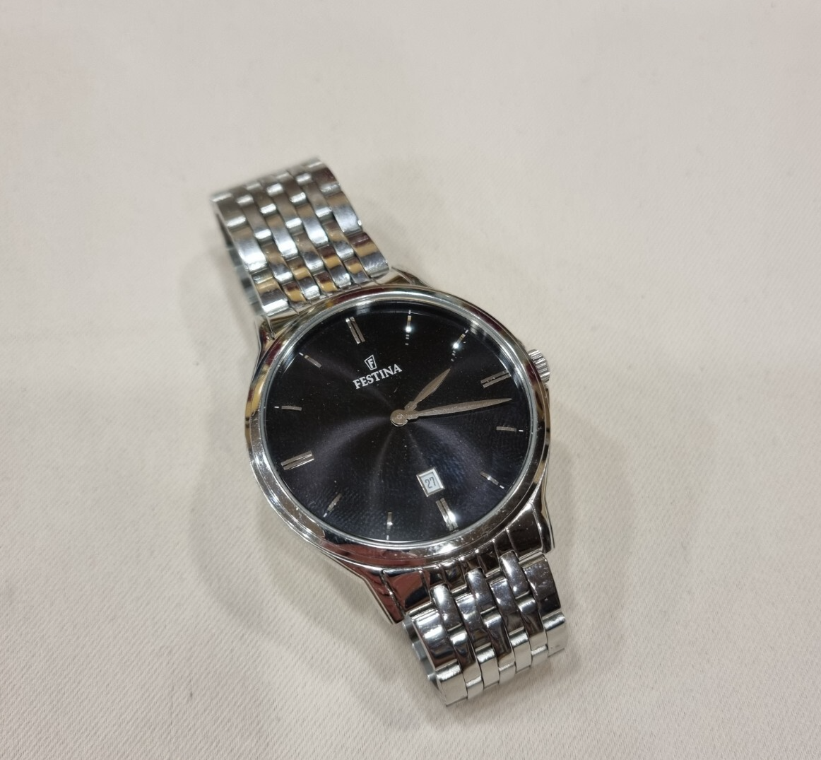 Festina Herren Uhr F16744 Edelstahl Armbanduhr Klassik Silber 40 mm