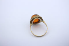 Antiker Unisex Gold Ring aus 333 / 8k Gelbgold mit ein Bernstein | Gr. 56