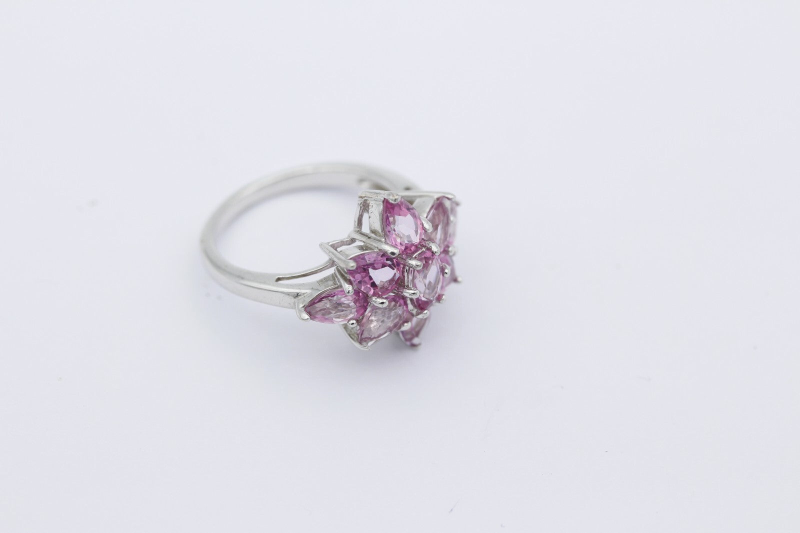 Schöner Damen Ring aus 925 Sterlingsilber mit Rosa Edelsteine | Gr. 55