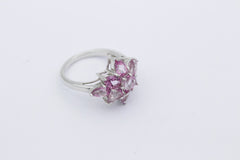 Schöner Damen Ring aus 925 Sterlingsilber mit Rosa Edelsteine | Gr. 55