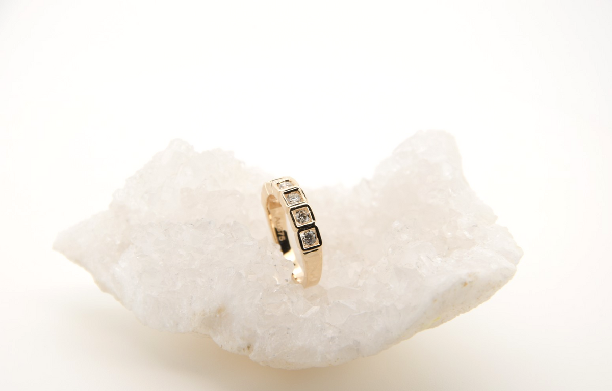 Schöner 375er (9K) Damen Goldring Roségold mit 7 Brillanten 0,40 ct. | Gr. 51
