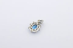 Zarter Damen Anhänger aus 585 / 14k Weißgold mit Blauen Edelstein & Diamanten