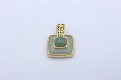 Außergewöhnlicher Anhänger aus 585 / 14K Gelbgold mit Jade und Mondstein