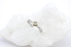 Hochwertiger Brillant Solitär Ring 585 14K Gold Bicolor 0,17 ct. Verlobungsring