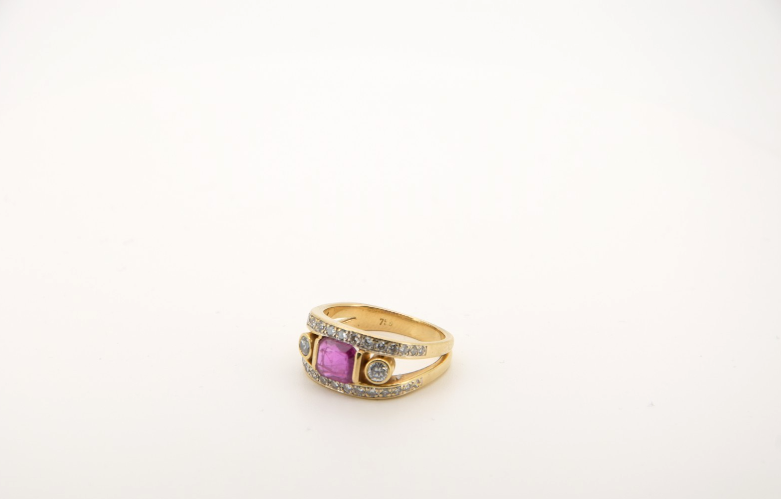 Exklusiver Designer-Ring 18k (750) Gold mit Edelstein & Brillanten Juwelenring