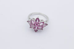 Schöner Damen Ring aus 925 Sterlingsilber mit Rosa Edelsteine | Gr. 55