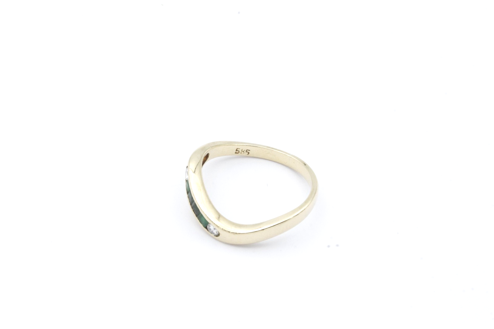 585 / 14 Karat Gelbgold Damen Ring Smaragd & Brillanten moderner Design | Gr. 50