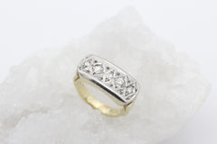 Antiker Gold Damen Ring aus 585 / 750 Gelbgold & Weißgold mit Diamanten | Gr. 55