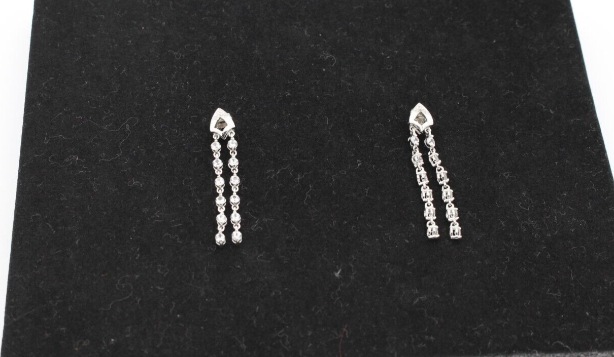 Damen Ohrhänger Ohrschmuck aus 375 / 9k Weißgold mit weiße Edelsteine & Diamant