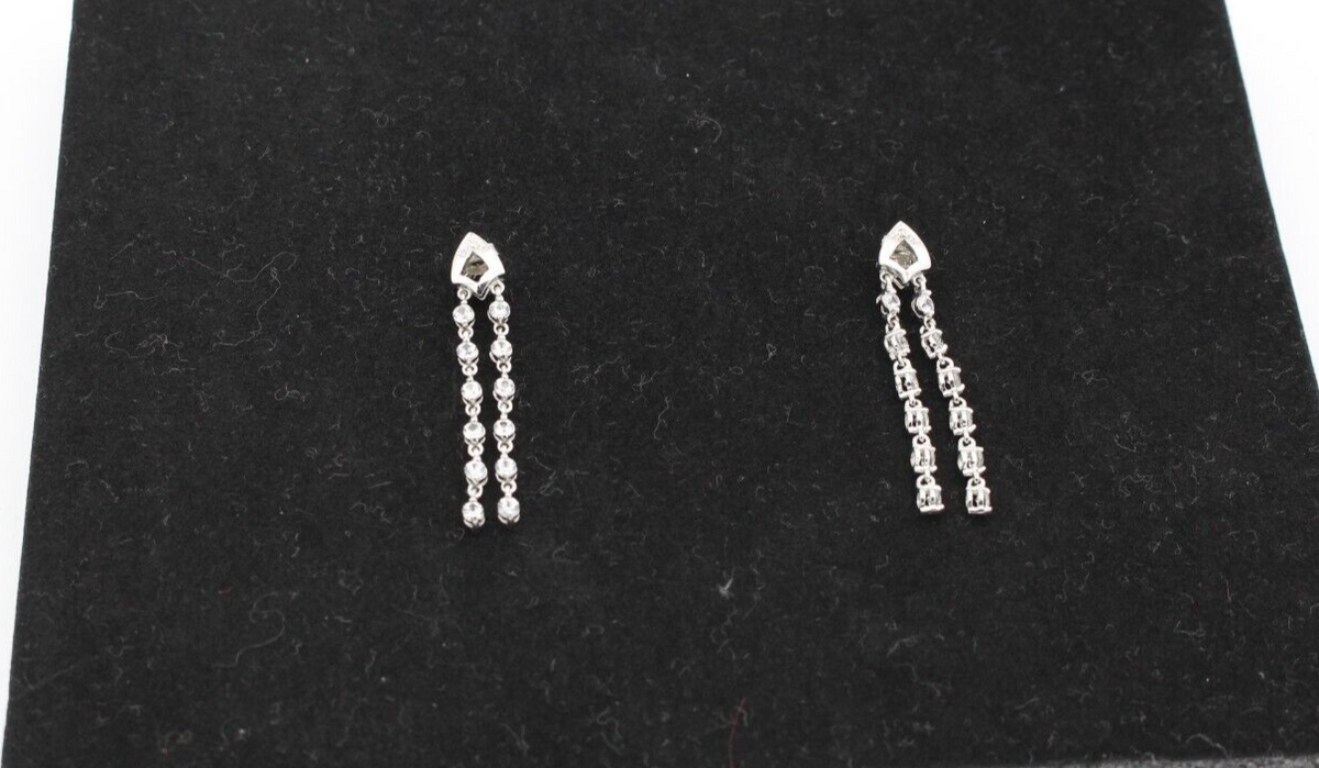 Damen Ohrhänger Ohrschmuck aus 375 / 9k Weißgold mit weiße Edelsteine & Diamant