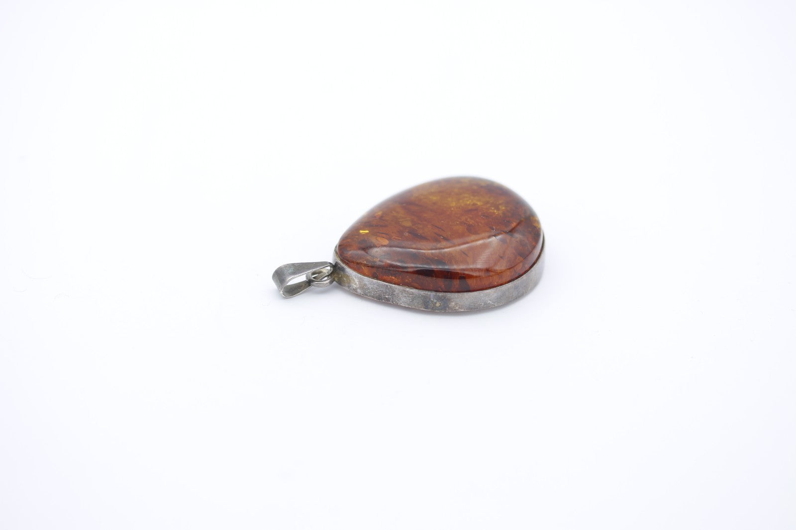 Großer Bernstein Anhänger 925 Sterling Silber  Vintage Tropfen