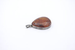 Großer Bernstein Anhänger 925 Sterling Silber  Vintage Tropfen