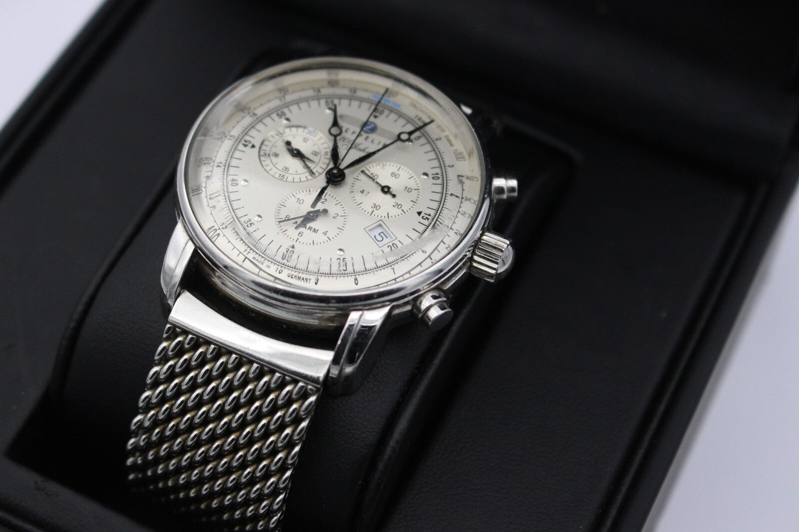 Zeppelin Herrenuhr 7680-1 Chronograph Uhr 100 Jahre Edelstahl + Lederarmband