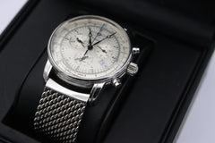 Zeppelin Herrenuhr 7680-1 Chronograph Uhr 100 Jahre Edelstahl + Lederarmband